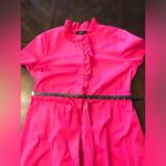 IM NYC Isaac Mizrahi Fuchsia Hot Pink Short Sleeve Ruffle Shirt Dress Size L Photo 6
