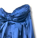 Lulus NWT Memorable Entrance Dark Blue Strapless Satin Pleated Maxi Gown Dress Photo 5