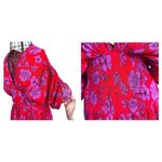Band of Gypsies Hi Low Dress Small Red Pink Flowers Stretch Waist Festive READ Photo 4