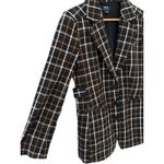 Anthropologie  Maeve Oversized Plaid Equestrian Blazer Black Motif Size 10 Photo 6