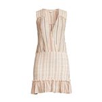 Veronica Beard NWT  Cox Dress Size M Natural‎ Multi Striped Ruffle Minimalist Y2K Photo 2