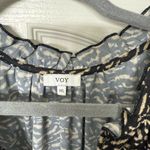 Voy Los Angeles Animal Print Pleated Sleeve Top w/ Tie Tan and Black Size undefined Photo 4