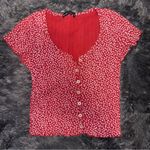 Brandy Melville  Red Floral Button-Up Top | OS | EUC Photo 0