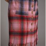 Anthropologie Maeve Plaid Wool Blend Fringed Midi Skirt Photo 1