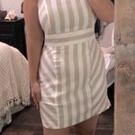 Sharagano  size 4 tan & white striped shift dress Photo 3