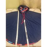 Aerie  navy blue hooded windbreaker poncho blue pink floral interior, size: L/ XL Photo 7