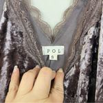 POL  Brown‎ Mocha Crushed Velvet V Neck Lace Trim Flowy Tank Size Small Photo 1