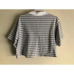 Wild Fable  Women's Grey Striped Crop Polo Shirt Size XXL Photo 1