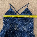 Windsor Womens Royal Blue V-neck Glitter Hi-cut Slit Prom Dress Photo 3