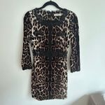 Leopard Print Dress Velvet Bodycon Lace Trim Party Cocktail Mini Size‎ M Brown Size M Photo 3