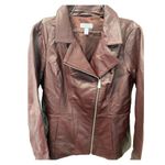 NEW Studio D&Co Moto Lambskin Leather Jacket M Maroon Full Zip Biker Outdoor Size M Photo 2