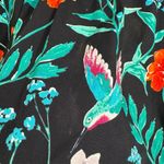 Kate Spade Black Floral Colorful Hummingbird Jardin Poplin Top XL Photo 7