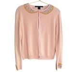 Marc Jacobs Pink Beaded Wool Peter Pan Collar Cardigan Sweater Women's Size L Photo 1