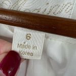 McGinn light pink tweed woven blazer jacket silver chain detail fringe size 6 Photo 10