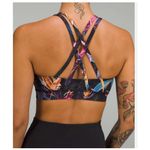 Lululemon Energy Sports Bra Womens 8 Black Floral Strappy Crossback Yoga Print Photo 1