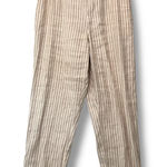 Nic+Zoe Beige Striped Linen Blend Pants Size 8 Pull-On Trousers Lightweight Photo 0