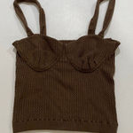 Danielle Bernstein Knit Bustier Tank Top Brown Ribbed Sweater Crop – Size L Size L Photo 0