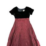 American Vintage Vintage Simco Formalwear Velvet Dress Full Maroon Taffeta Skirt 6 Small Y2K Photo 2