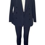 EXPRESS Blue Pantsuit Dark Navy Pants Double Breasted Blazer Jacket Size Small Photo 2