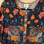 Anthropologie  Fig & Flower LARGE Navy Multicolor Floral Tunic Blouse Photo 4