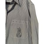 LASOLAS Pinstripe Button Up Shirt Rhinestone Cat Embellished Pockets L Black Size L Photo 2