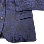 Chico's  Women's Jacquard Blazer Jacket Size Medium Black Purple Floral Brocade Photo 2