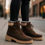 NEW enjoiya chunky lug sole suede Leather lace up boot Y2K Brown Size 10 Photo 0