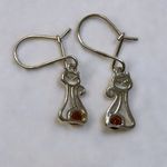 Sterling Silver 925 Petite Baltic Amber Silver Kitten Earrings Orange Photo 9