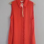 Kenar  Women's Red Sleeveless Sheer Button Down Top Size 1X Photo 0