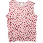 1980s Vintage Cherry Blouse Sleeveless Top Medium Retro Red Photo 4