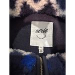 Aerie Chevron Fleece Sherpa Pullover Blue Quarter Zip zigzag pattern Sweater M Size M Photo 4