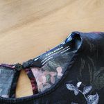 ZARA  small satin black floral long sleeve ruffle hem blouse Photo 2