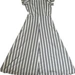 Club Monaco  Women's Black Striped Midi Dress Size 2 Short Sleeves Photo 3