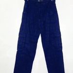 ZARA  Blue Plaid High Waisted Cargo Loose Pants Size Medium Photo 0