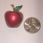 Red Enamel Apple Teacher School Vintage Brooch Photo 1
