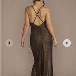 DB Studio evening dress size 4 Bronze Gold glitter shimmer Cowl neck high slit Brown Photo 1