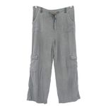 Sincerely Jules Linen Blend Cargo Womens Pants Sz L Gray Utiltiy Wide Leg Comfy Photo 9