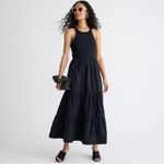 J.Crew Vintage rib high neck cutaway tank dress with poplin skirt Black XL NWT Photo 2