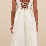 Lulus LULU’S Immaculate Elegance Cream Jacquard Lace-Up Midi Dress Photo 1