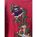 Victoria Jones Sweater Black Beaded Christmas Embroidered Doll Size XL Red Photo 1