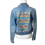 LuLaRoe Jean Jacket Small Aztec Back Southwestern Casual Tribal Denim Navajo Photo 1