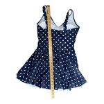 Yonique Navy Blue/White Polka Dot Swim Dress, Large Blue Photo 5