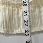 White Frilled Ruffled Button Up Blouse Feminine Romantic Victorian Gold Photo 6