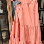 WAYF Maxi dress puff sleeve One Shoulder Cut Out Tiered midi Dress peach ruffles Photo 0