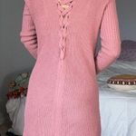 Derek Heart Long Pink Laced Back Cardigan Sweater  Photo 4