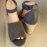 Steve Madden women beige leather suede espadrilles platform wedge sandals US 9.5 Photo 6