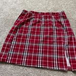 Romwe Split Hem Red Plaid Skirt Photo 0
