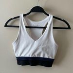 MIA ALL FENIX Stripe Sports Bra in White/Navy V-Neckline Racerback Size XS Photo 0