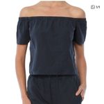 MOTHER The Cold Shoulder Fray Top in Shadow Blue Photo 1