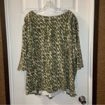Jessica London  Green/Cream Print Boatneck 3/4 Sleeve Blouse 30/32 Photo 7